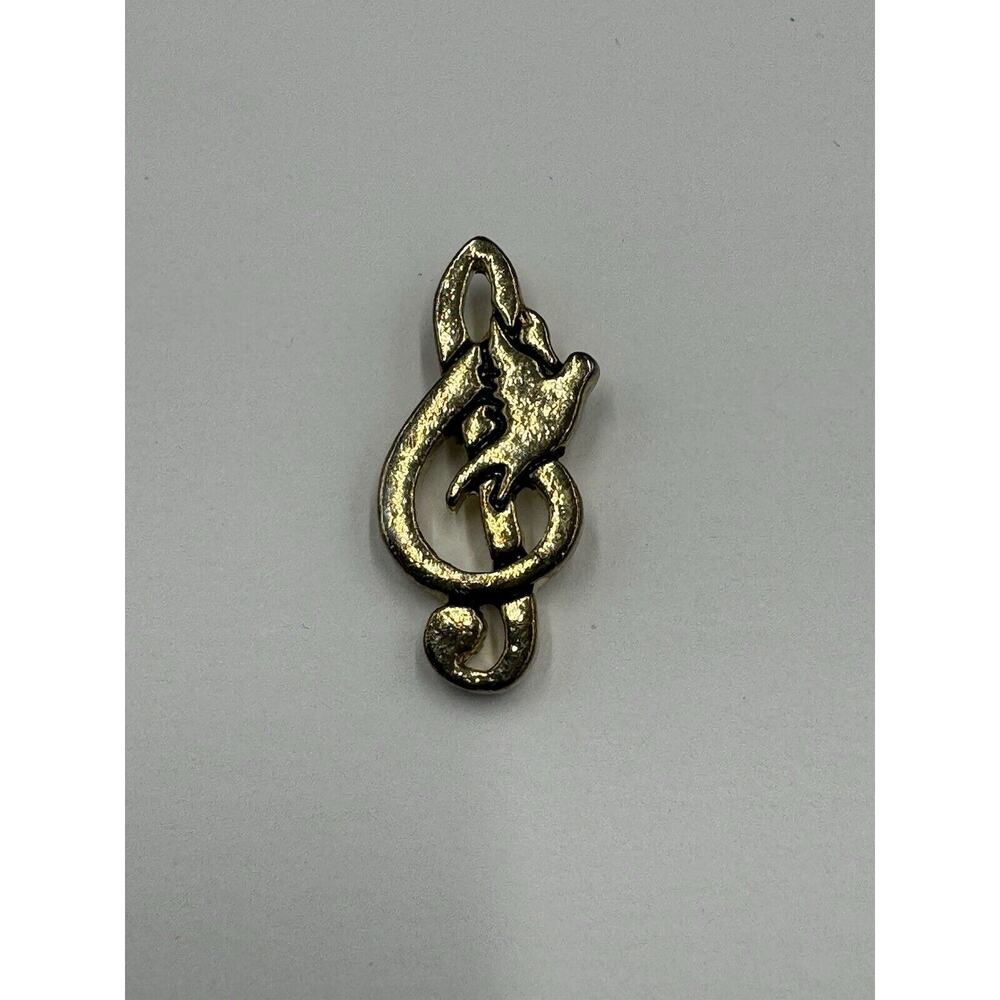 Gold Colored Music Note W/ Dove Lapel Pin